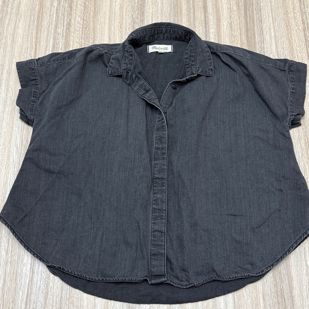 Madewell Black Washed Denim Button-Up Shirt